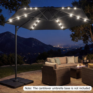 10 Feet Patio Cantilever Umbrella with Solar LED Lights-Gray