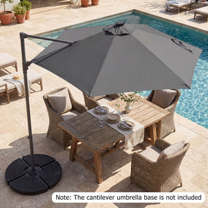 10 Feet Patio Cantilever Umbrella with Solar LED Lights-Gray