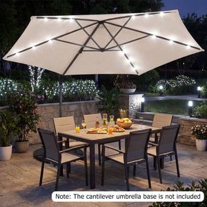 10 Feet Patio Cantilever Umbrella with Solar LED Lights-Beige
