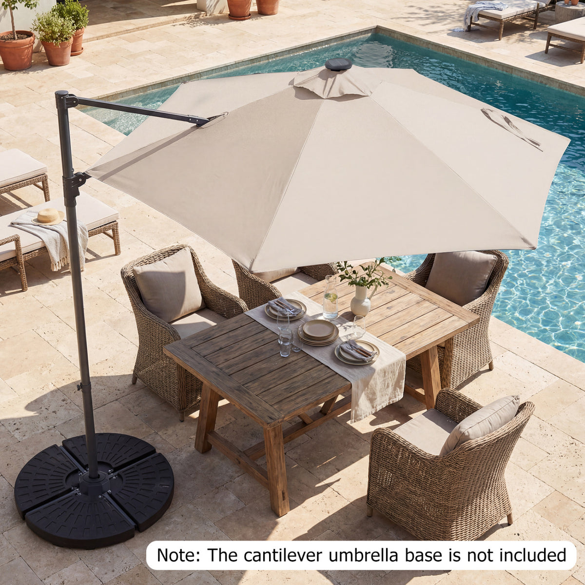 10 Feet Patio Cantilever Umbrella with Solar LED Lights-Beige