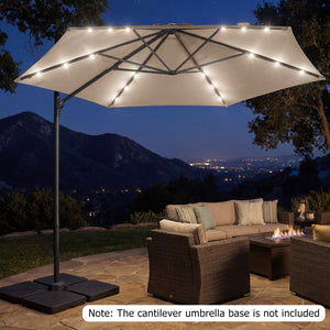 10 Feet Patio Cantilever Umbrella with Solar LED Lights-Beige