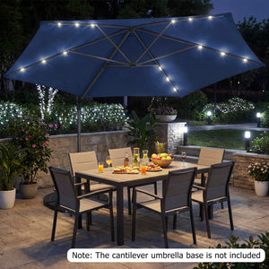 10 Feet Patio Cantilever Umbrella with Solar LED Lights-Navy