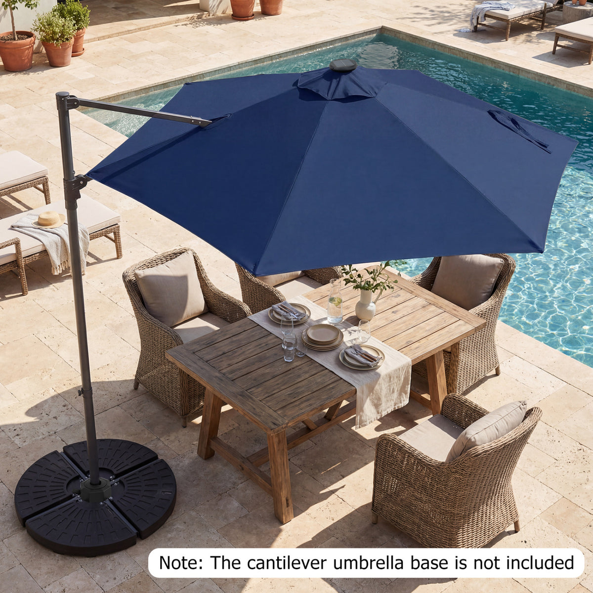 10 Feet Patio Cantilever Umbrella with Solar LED Lights-Navy