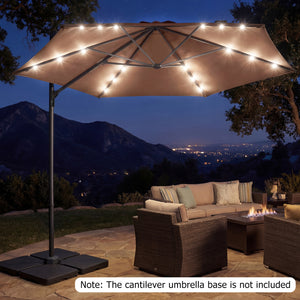 10 Feet Patio Cantilever Umbrella with Solar LED Lights-Tan
