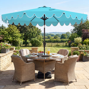 10 Feet Patio Umbrella with Weighted Base and Sandbags-Turquoise