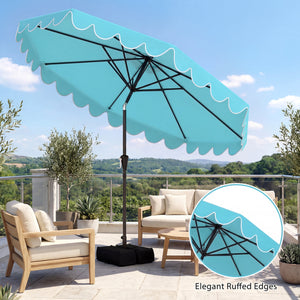 10 Feet Patio Umbrella with Weighted Base and Sandbags-Turquoise