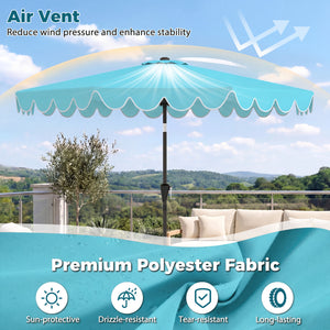 10 Feet Patio Umbrella with Weighted Base and Sandbags-Turquoise