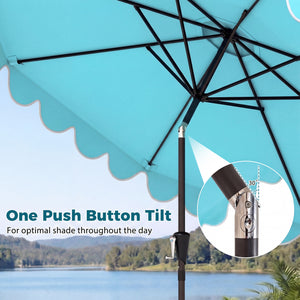 10 Feet Patio Umbrella with Weighted Base and Sandbags-Turquoise