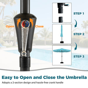 10 Feet Patio Umbrella with Weighted Base and Sandbags-Turquoise