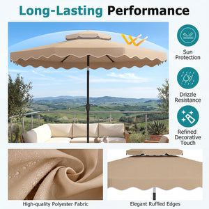 10 Feet Patio Umbrella with Push Button Tilt and Crank-Coffee