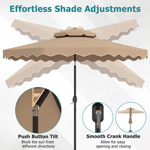 10 Feet Patio Umbrella with Push Button Tilt and Crank-Coffee