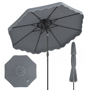 10 Feet Patio Umbrella with Push Button Tilt and Crank-Gray