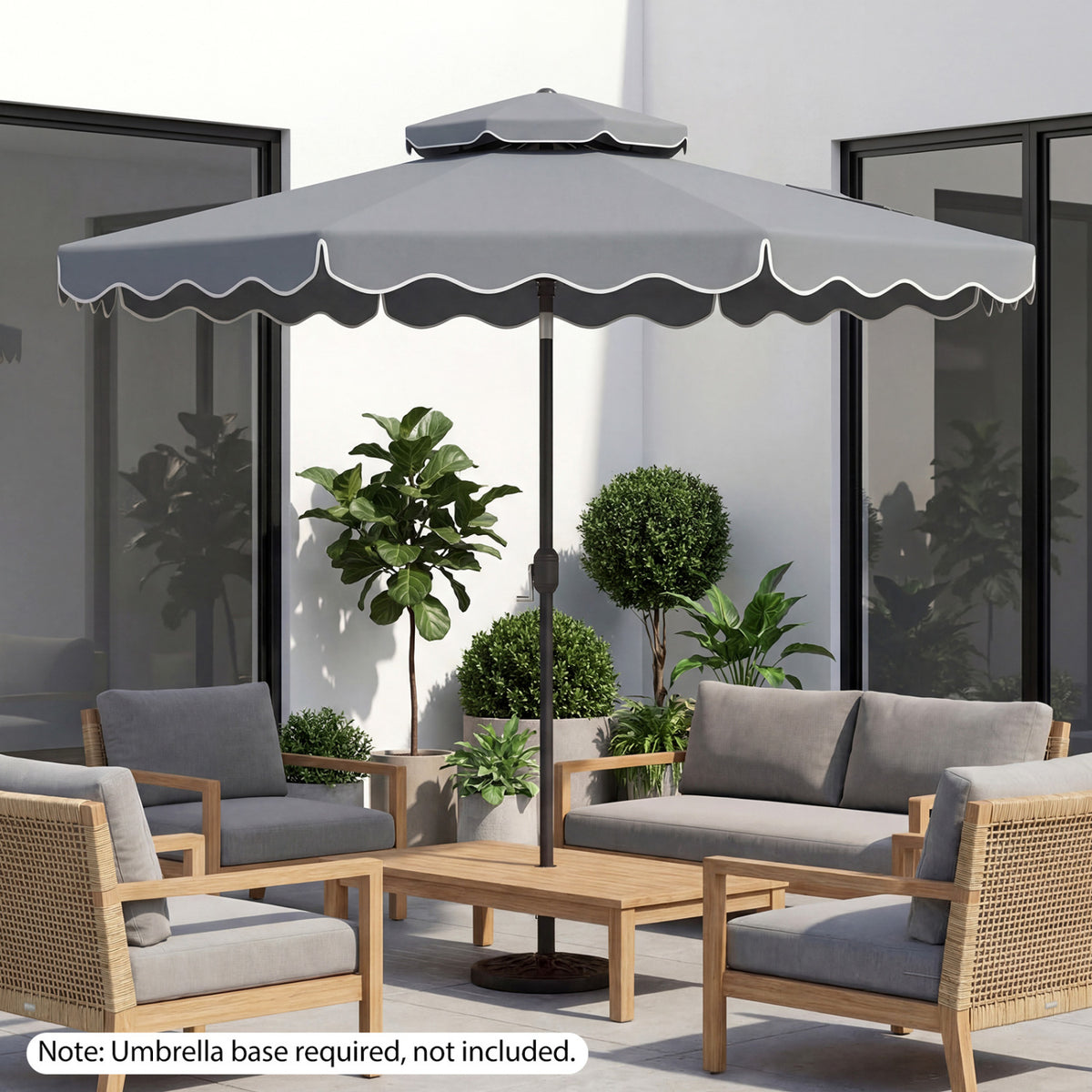 10 Feet Patio Umbrella with Push Button Tilt and Crank-Gray