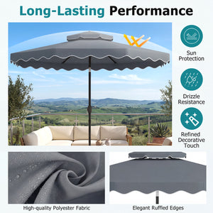 10 Feet Patio Umbrella with Push Button Tilt and Crank-Gray