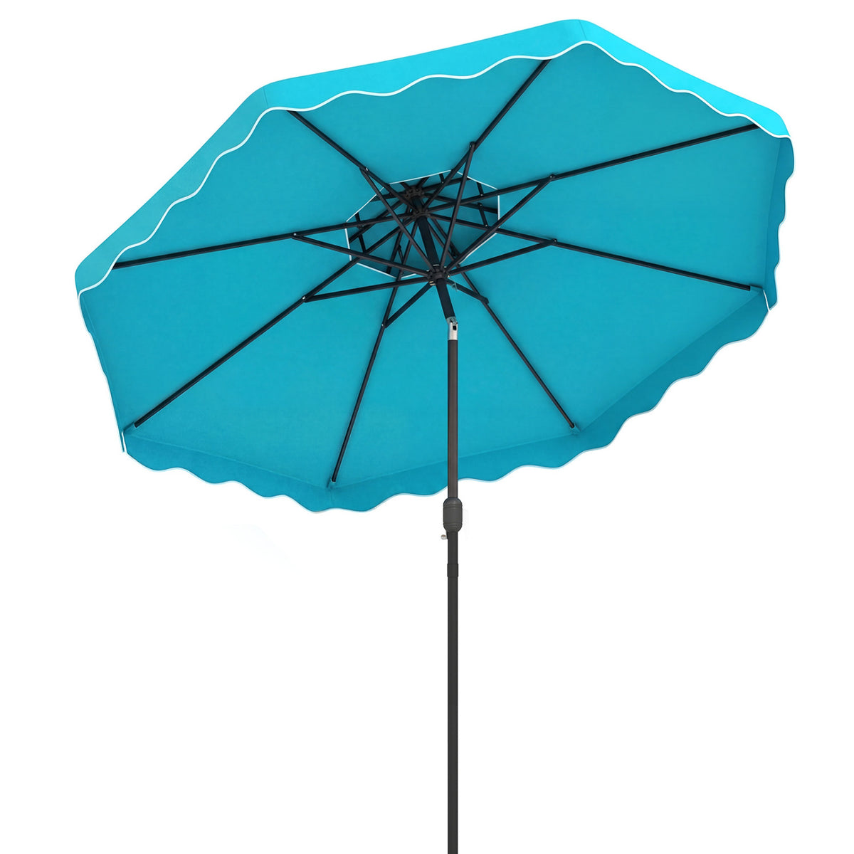 10 Feet Patio Umbrella with Push Button Tilt and Crank-Turquoise