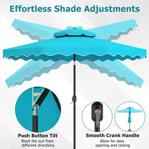 10 Feet Patio Umbrella with Push Button Tilt and Crank-Turquoise