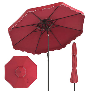 10 Feet Patio Umbrella with Push Button Tilt and Crank-Wine