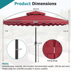 10 Feet Patio Umbrella with Push Button Tilt and Crank-Wine