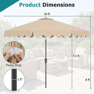 10 Feet Patio UmAbrella Outdoor Market Umbrella with Crank Tilt Adjustment-Beige