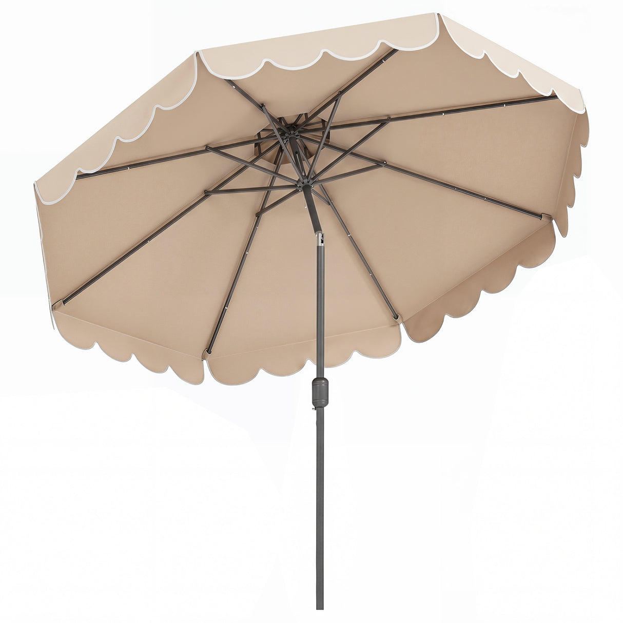 10 Feet Patio UmAbrella Outdoor Market Umbrella with Crank Tilt Adjustment-Beige