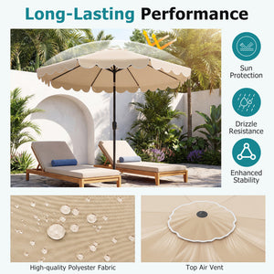 10 Feet Patio UmAbrella Outdoor Market Umbrella with Crank Tilt Adjustment-Beige