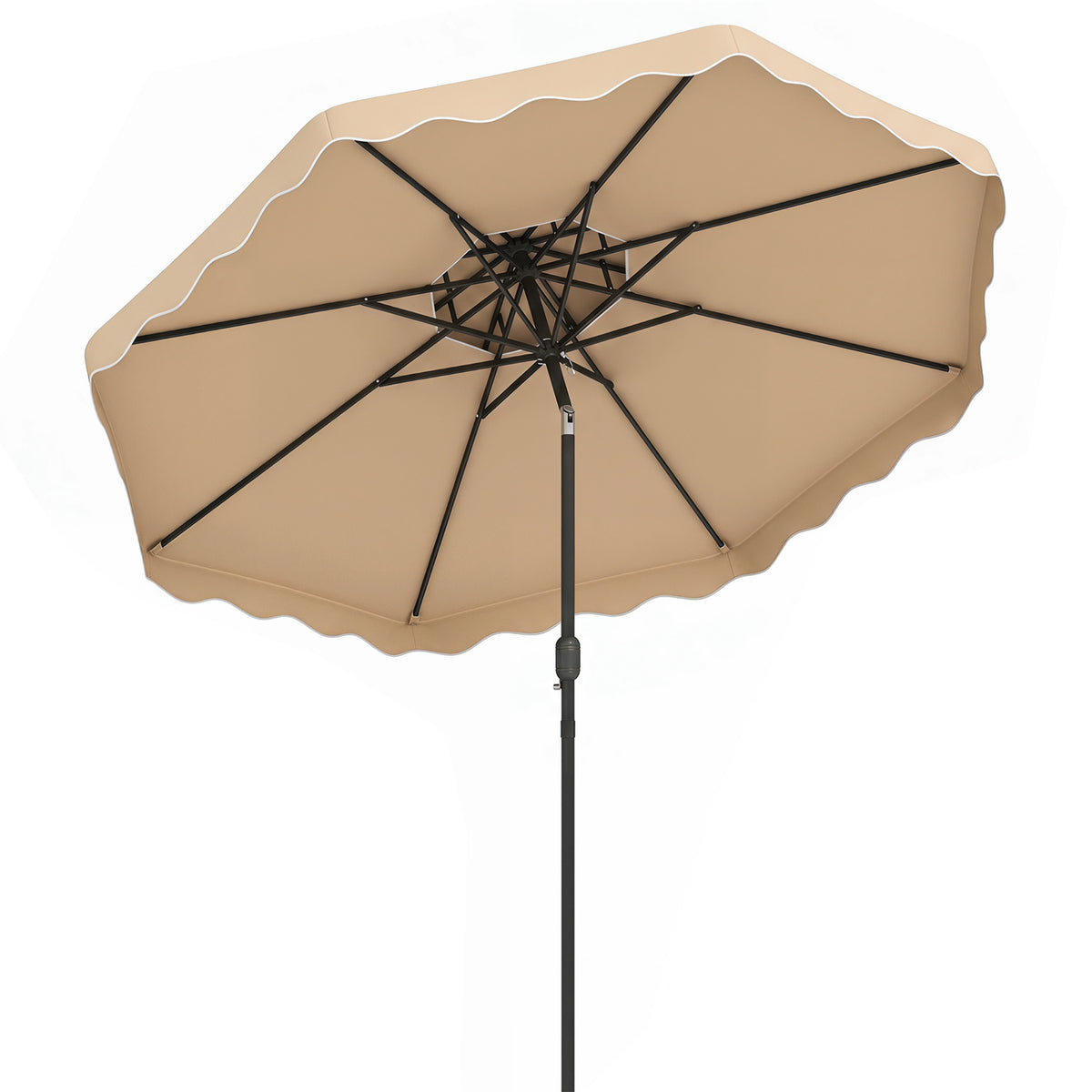 10 Feet Patio Umbrella with Push Button Tilt and Crank-Beige