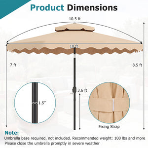 10 Feet Patio Umbrella with Push Button Tilt and Crank-Beige