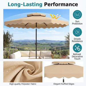 10 Feet Patio Umbrella with Push Button Tilt and Crank-Beige