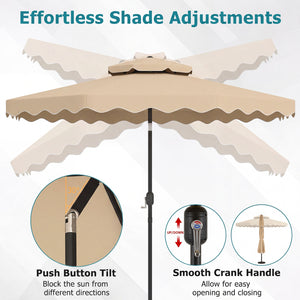 10 Feet Patio Umbrella with Push Button Tilt and Crank-Beige