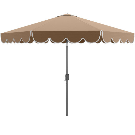 10 Feet Patio Umbrella Outdoor Market Umbrella with Crank Tilt Adjustment-Brown