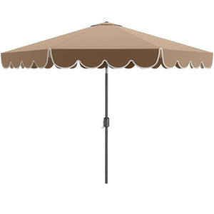 10 Feet Patio Umbrella Outdoor Market Umbrella with Crank Tilt Adjustment-Brown