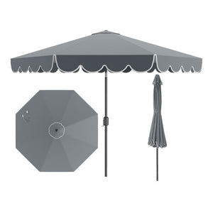10 Feet Patio Umbrella Outdoor Market Umbrella with Crank Tilt Adjustment-Gray