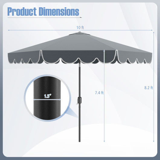 10 Feet Patio Umbrella Outdoor Market Umbrella with Crank Tilt Adjustment-Gray