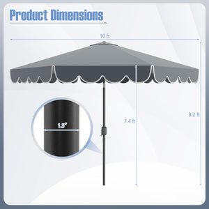 10 Feet Patio Umbrella Outdoor Market Umbrella with Crank Tilt Adjustment-Gray