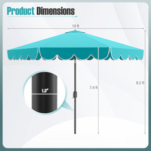 10 Feet Patio Umbrella Outdoor Market Umbrella with Crank Tilt Adjustment-Turquoise