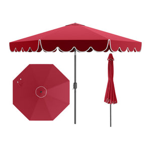 10 Feet Patio Umbrella Outdoor Market Umbrella with Crank Tilt Adjustment-Wine