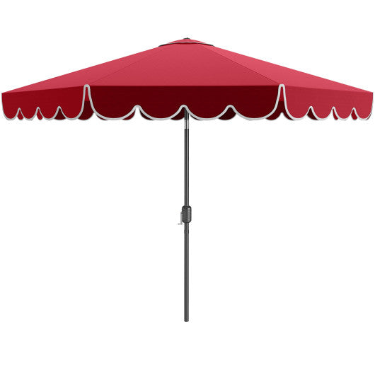 10 Feet Patio Umbrella Outdoor Market Umbrella with Crank Tilt Adjustment-Wine