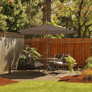 10 Feet Patio Umbrella with 8 Wooden Ribs and 3 Adjustable Heights-Brown by DirectDeals