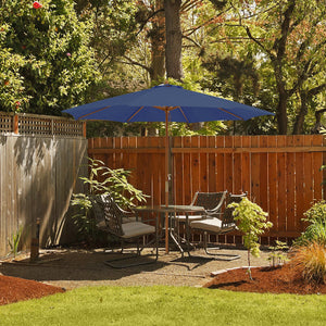 10 Feet Patio Umbrella with 8 Wooden Ribs and 3 Adjustable Heights-Navy