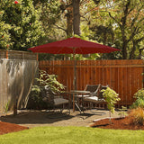 10 Feet Patio Umbrella with 8 Wooden Ribs and 3 Adjustable Heights-Wine