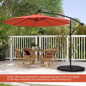 10 Feet Solar Offset Hanging Umbrella with 40 Lamp Beads and Solar Panel-Orange by DirectDeals