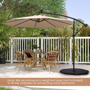 10 Feet Solar Offset Hanging Umbrella with 40 Lamp Beads and Solar Panel-Tan by DirectDeals