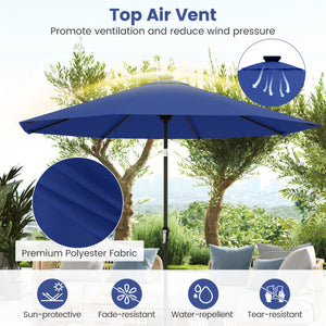 10 Feet Solar Patio Umbrella with 96 Multi-Colored Flowing LED Lights and Tilt Adjustment-Navy