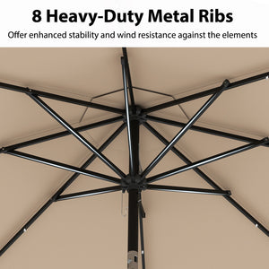 10 Feet Solar Patio Umbrella with 24 LED Lights-Coffee by DirectDeals