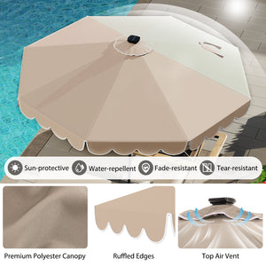 10 Feet Solar Patio Umbrella with 24 LED Lights-Coffee by DirectDeals