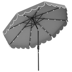 10 Feet Solar Patio Umbrella with 24 LED Lights-Gray
