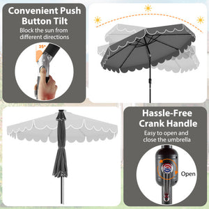 10 Feet Solar Patio Umbrella with 24 LED Lights-Gray