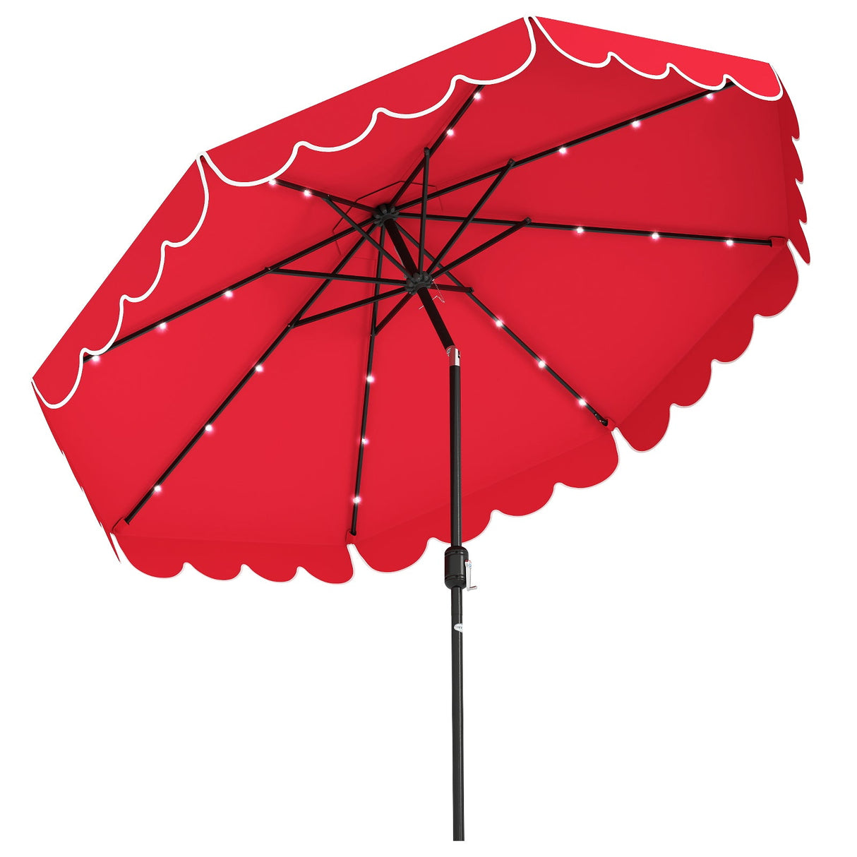 10 Feet Solar Patio Umbrella with 24 LED Lights-Red by DirectDeals