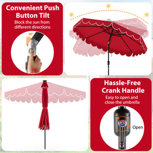 10 Feet Solar Patio Umbrella with 24 LED Lights-Red