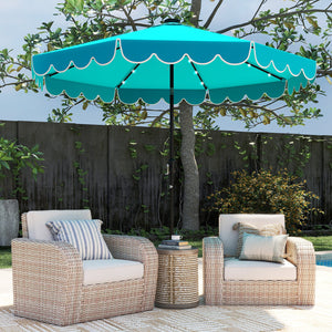 10 Feet Solar Patio Umbrella with 24 LED Lights-Turquoise by DirectDeals